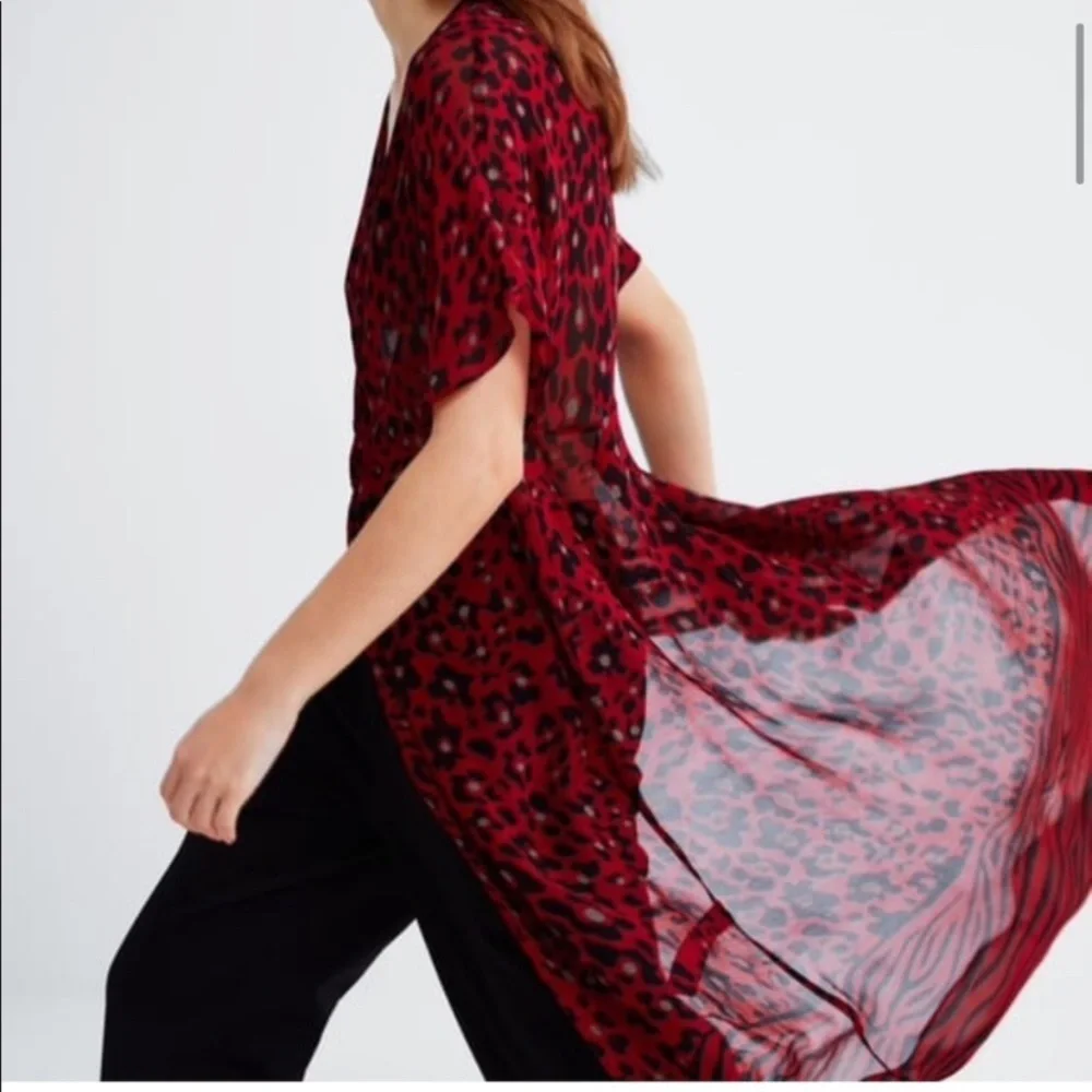 “ZARA” Sheer Chiffon Split Tunic Kaftan Dress